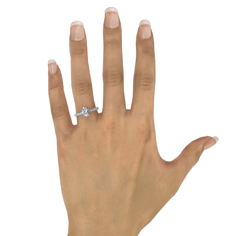 Fana Classic Oval Cut Solitaire With Hidden Halo