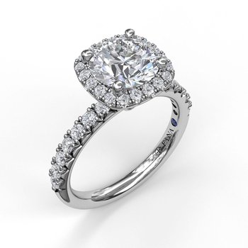 Classic Diamond Halo Engagement Ring with a Gorgeous Side Profile