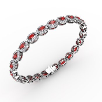 Striking Oval Ruby and Diamond Bracelet