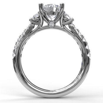 Three Stone With Pave Engagement Ring