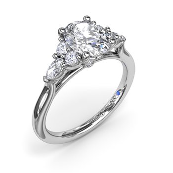 Marquise Side Cluster Diamond Engagement Ring