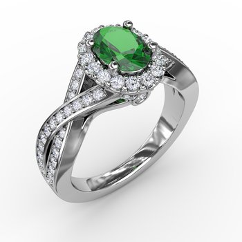 Look of Love Emerald and Diamond Criss-Cross Ring