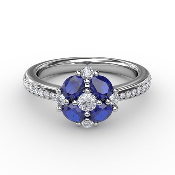 Floral Sapphire and Diamond Ring
