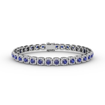 Cushion Cut Sapphire and Diamond Bracelet