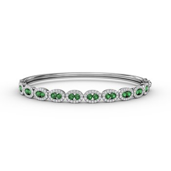 Whimsical Emerald & Diamond Bangle