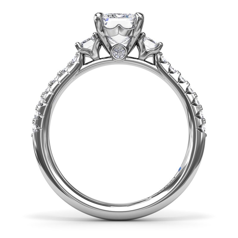 Fana Enchanted Three Stone Emerald Diamond Engagement Ring