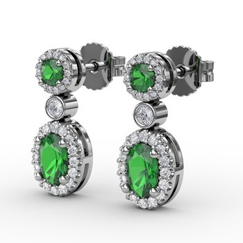 Set the Scene Emerald and Diamond Dangle Earrings