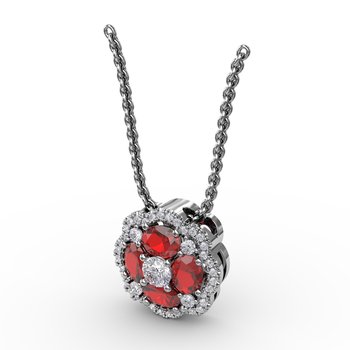 Love in Bloom Ruby and Diamond Pendant