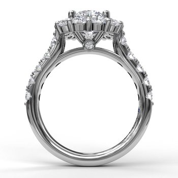 Large Diamond Cushion Halo Engagement Ring