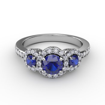 Dazzling Three Stone Sapphire And Diamond Ring