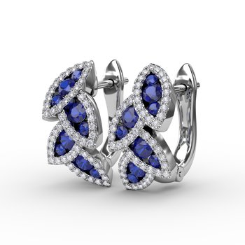 Glam Galore Sapphire and Diamond Leaf Earrings